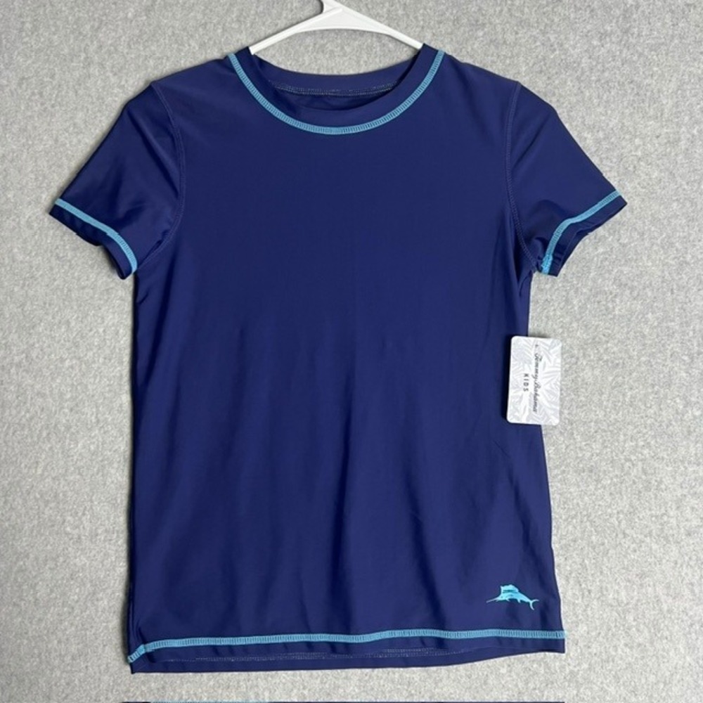 NWT Tommy Bahama Kids‎ Blue Rashguard Swim Shirt Top Size L(10/12)